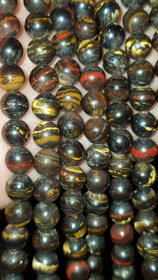 Fire Mountain Gems and Beads: Tiger Iron 1pkg1, round bead natura 15.5 - 16 inch, 6mm (priced per strand)