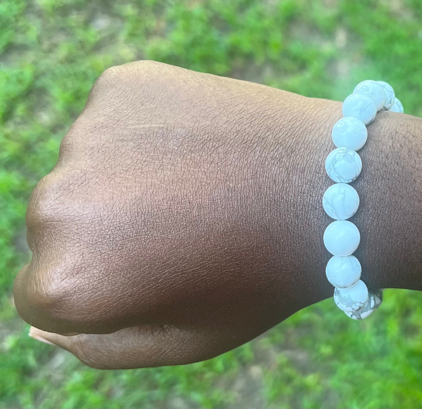 ๐ผ White Howlite Bracelet - 10 mm beads (Approximately 6.6โ Length)