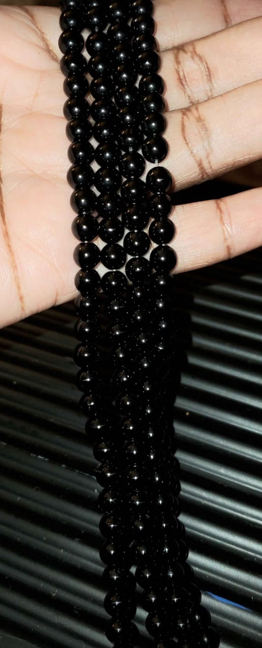 Black Obsidian, round bead natural 15.5-16 inch 6mm (price per strand)