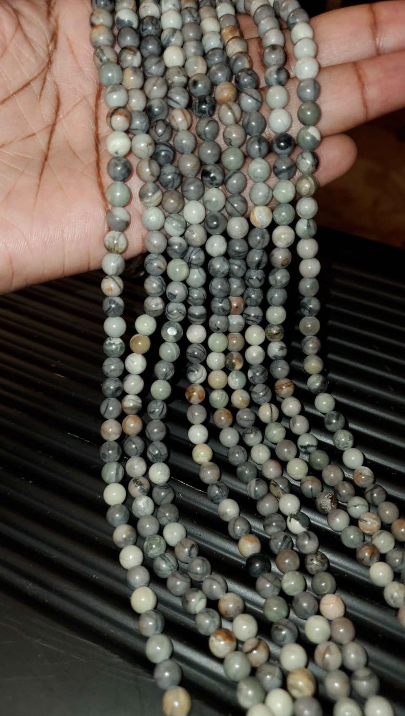 Picasso "jasper", round bead natural 15.5-16 inch 6mm (price per strand)