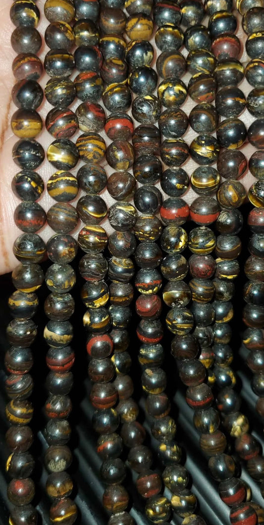 Fire Mountain Gems and Beads: Tiger Iron 1pkg1, round bead natura 15.5 - 16 inch, 6mm (priced per strand)