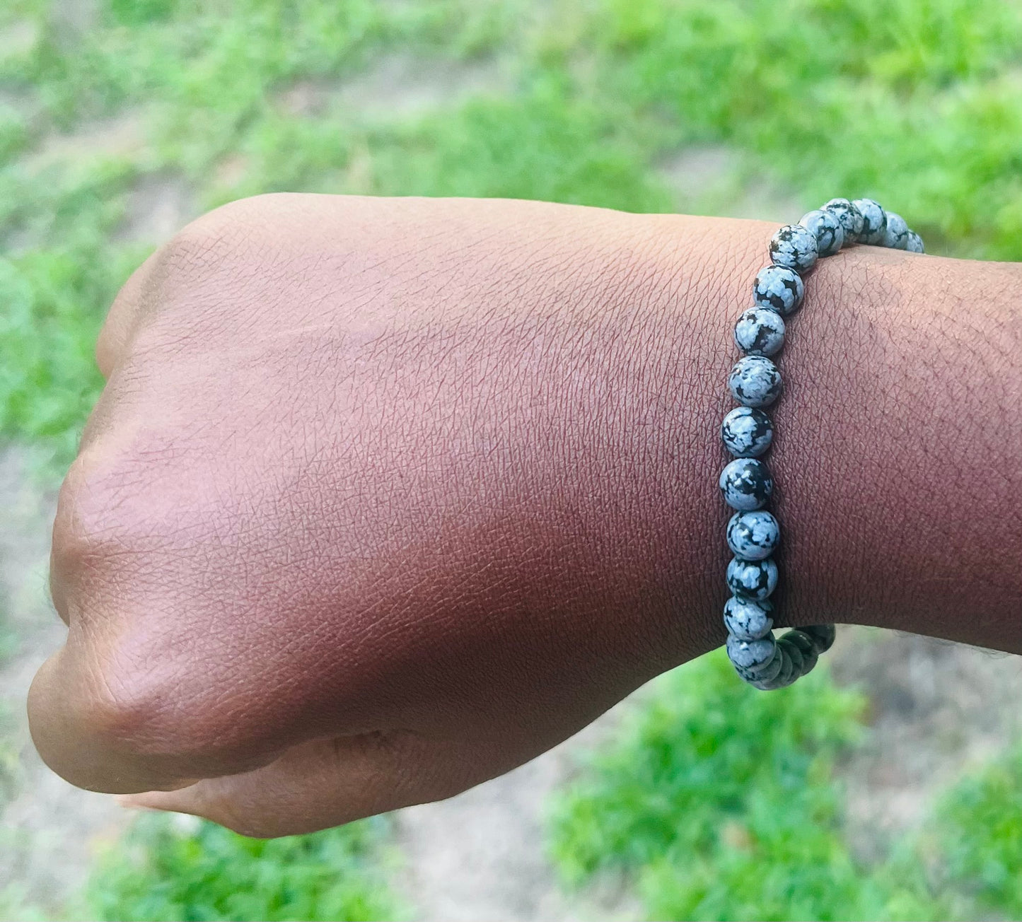 ❄️⚫️ Snowflake Obsidian Bracelet - 6 mm beads (Approximately 6.6” Length)