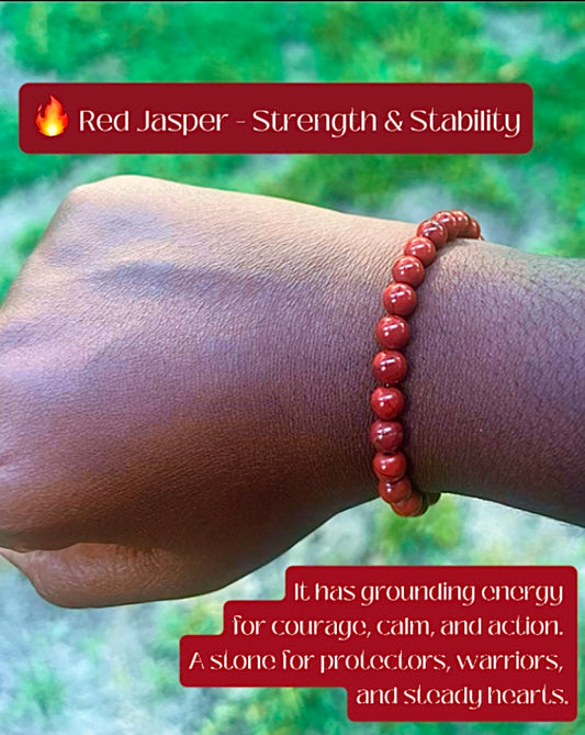 🔥 Red Jasper Bracelet – 6mm Beads, (Approximately 6.6" Length)