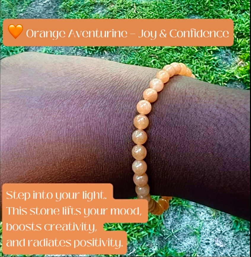 🧡 Orange Aventurine Bracelet - 5 mm Beads (Approximately 6.6” Length)