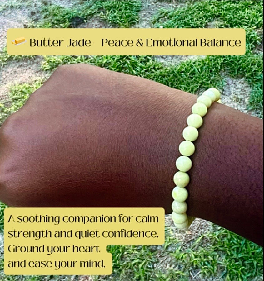 🧈Butter Jade Bracelet - 6 mm Beads (Approximately 6.6 “ Length)