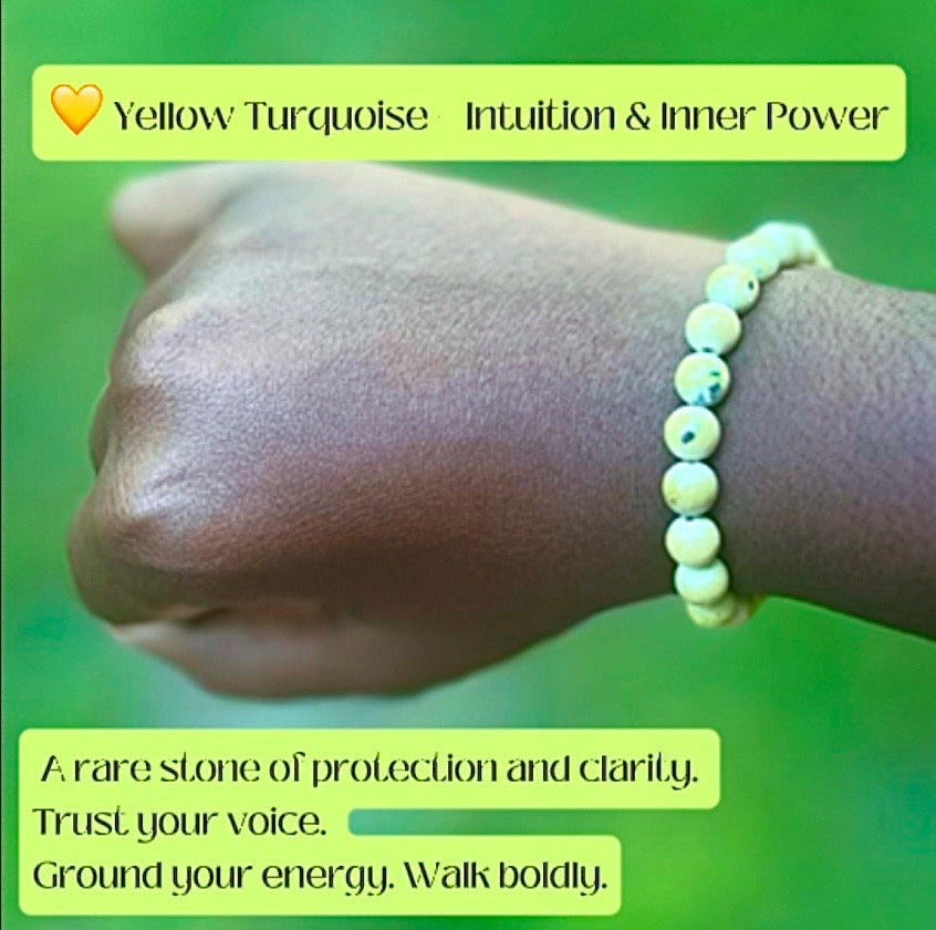 💛 Yellow Turquoise Bracelet- 8 mm beads (Approximately 6.6” Length)
