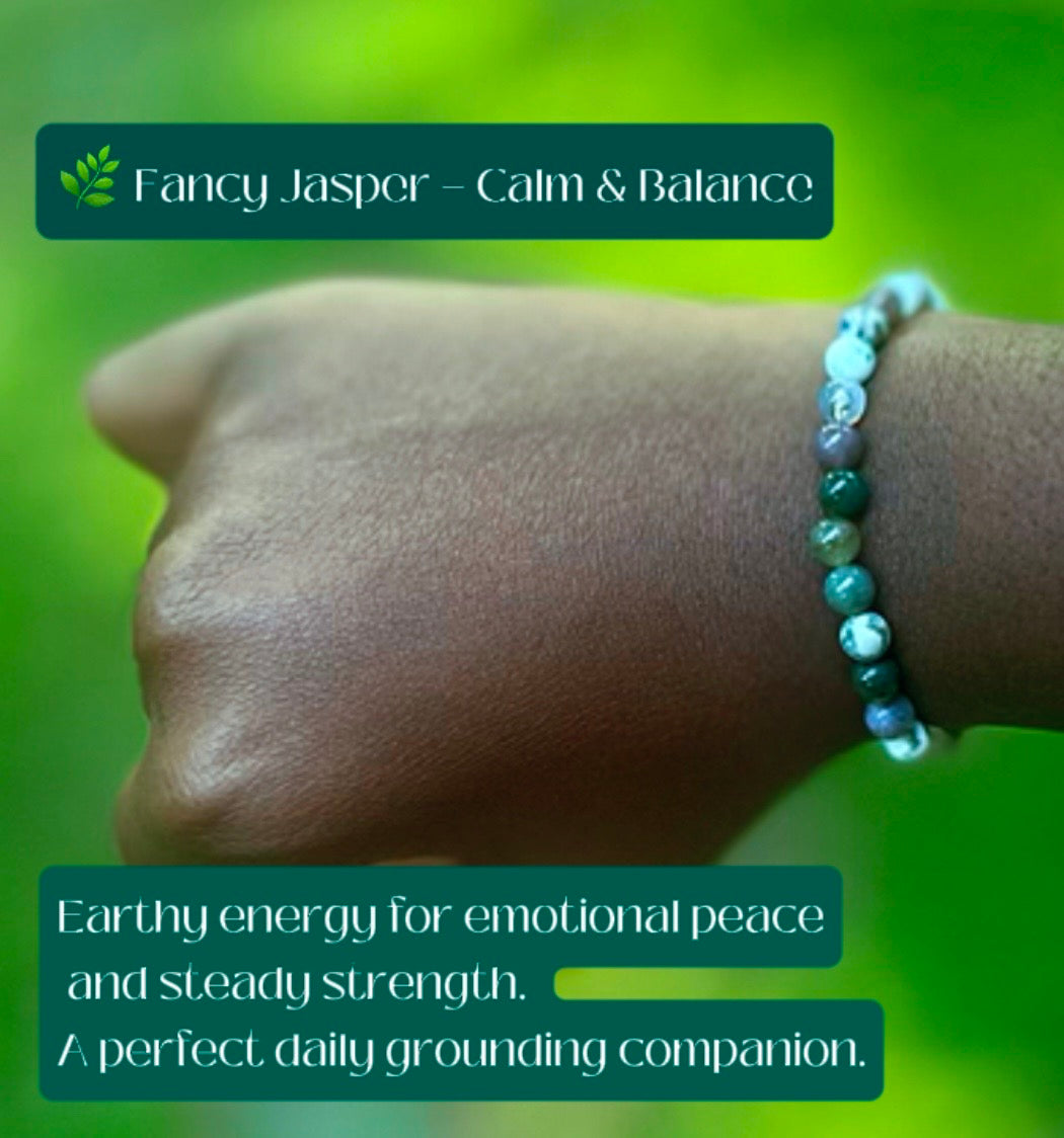 🌿 Fancy Jasper Bracelet - 6 mm beads (Approximately 6.6” Length)