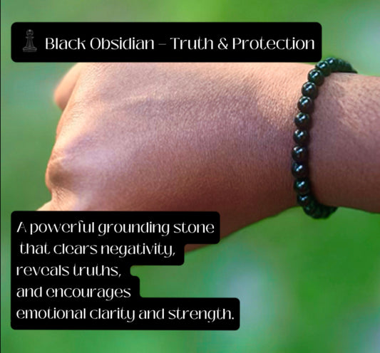 ♟️Black Obsidian Bracelet - 6 mm beads (Approximately 6.6” Length)