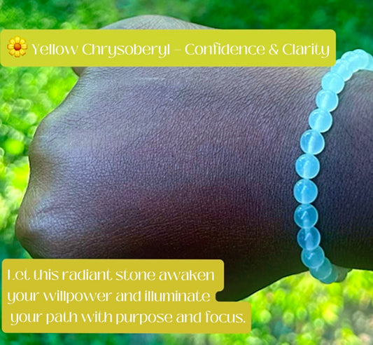 🌼Yellow Chrysoberyl Bracelet - 6 mm beads (Approximately 6.6” Length)