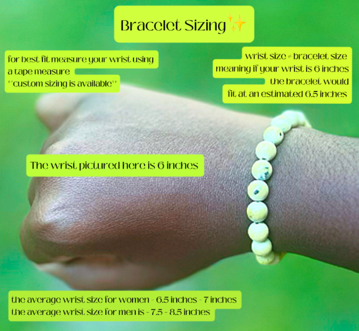 💛 Yellow Turquoise Bracelet- 8 mm beads (Approximately 6.6” Length)
