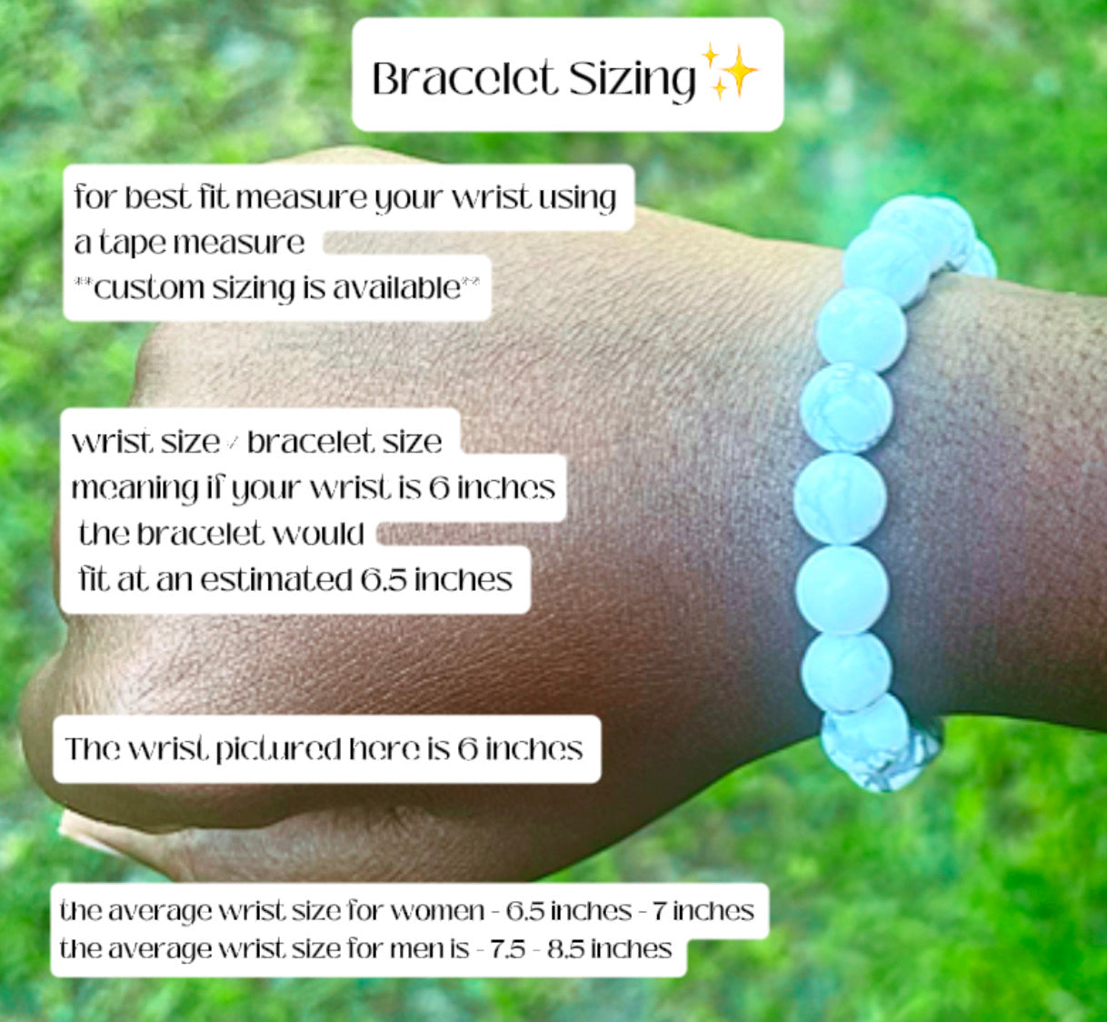 🐼 White Howlite Bracelet - 10 mm beads (Approximately 6.6” Length)