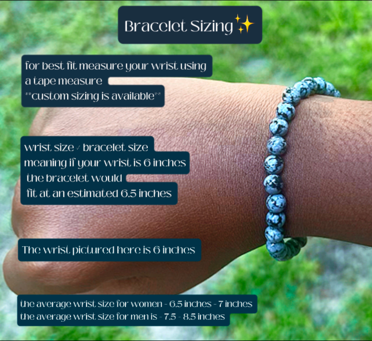 ❄️⚫️ Snowflake Obsidian Bracelet - 6 mm beads (Approximately 6.6” Length)