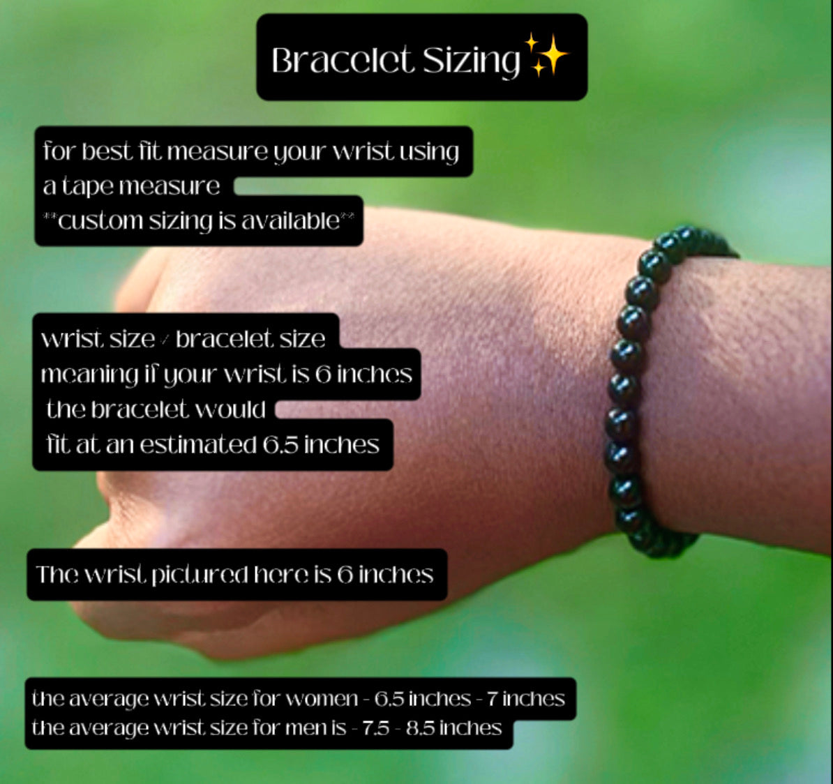 ♟️Black Obsidian Bracelet - 6 mm beads (Approximately 6.6” Length)