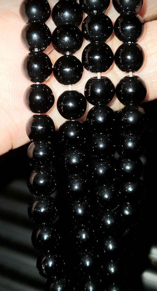 Black Obsidian, round bead natural 15.5-16 inch 6mm (price per strand)