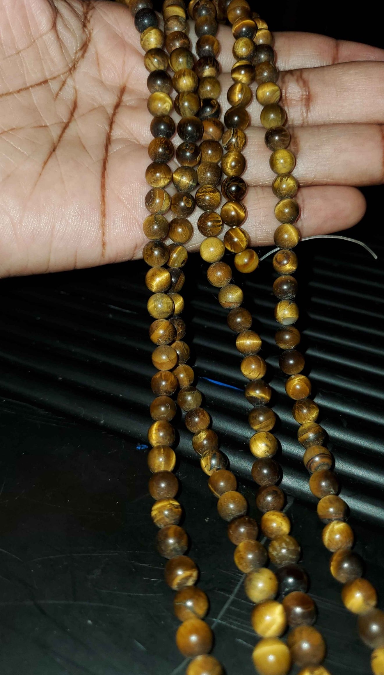 Tigereye, round bead natural 15.5-16 inch 6mm (price per strand)